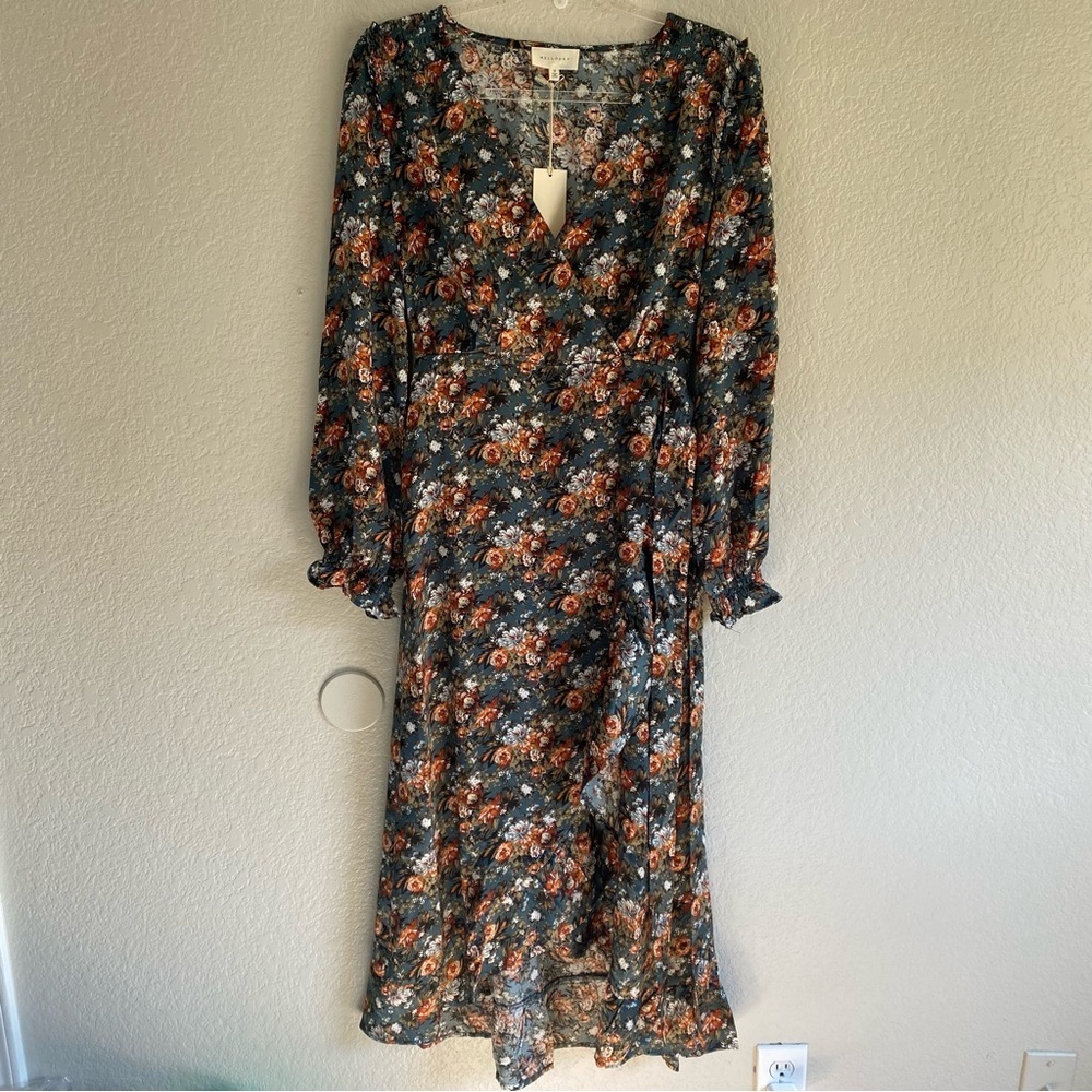 MELLODAY Faux Wrap Midi Dress Floral